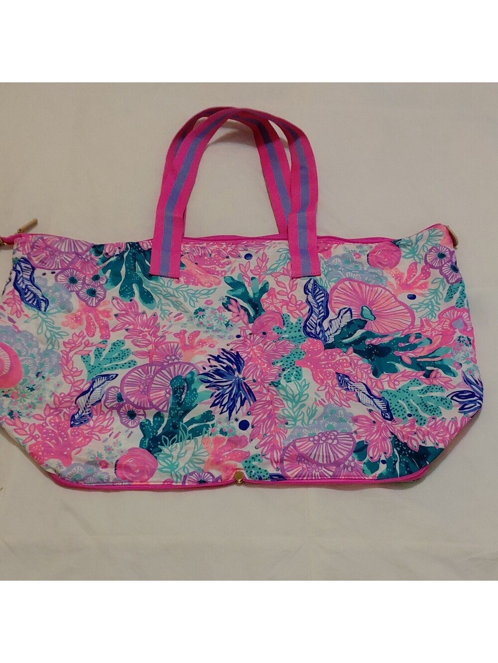 Lilly Pulitzer Racioppi Multicolor Floral Zip Tote Bag Large Lightweight #903